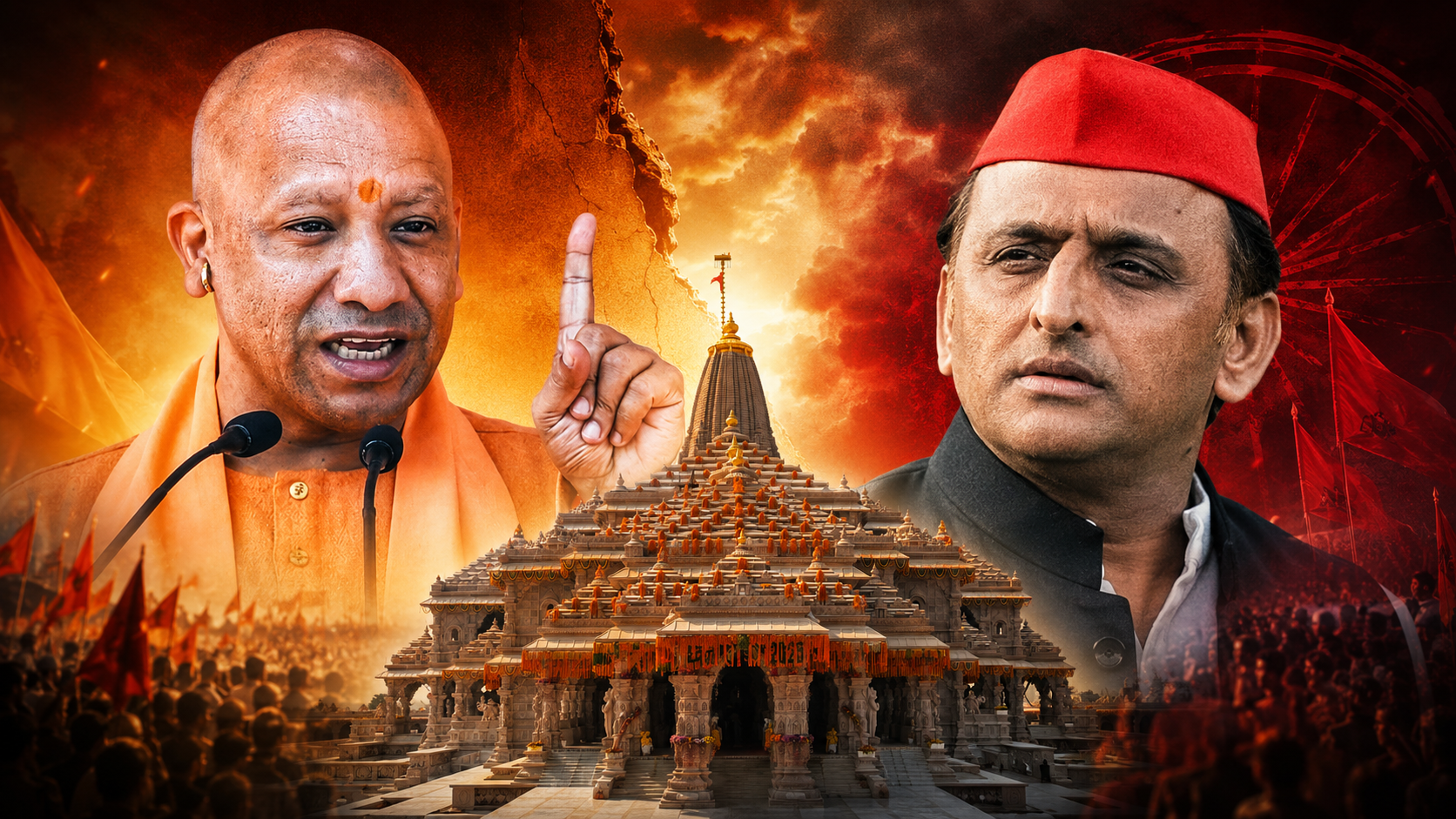 यूपी की सियासत में बड़ा भूचाल: राम मंदिर पर घिरी सपा, CM योगी के ‘मथुरा चक्रव्यूह’ में फंसे अखिलेश यादव