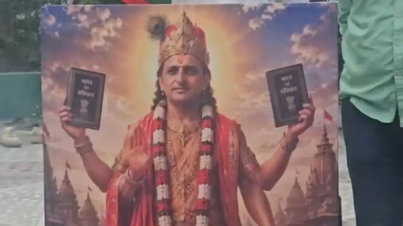 चमचागिरी की हद पार! अब अखिलेश यादव बने “भगवान श्रीकृष्ण”, विपक्ष के इस नए ट्रेंड पर भड़का सनातनी समाज